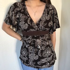 Brown Paisley Bohemian Top 🤎